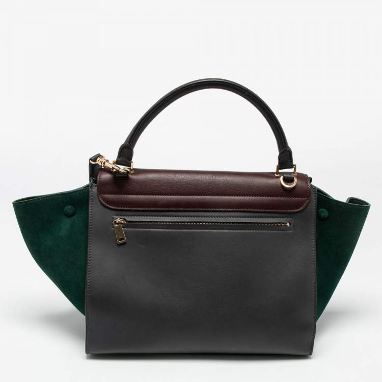 Pre Owned Celine Multicolor Suede and Leather Medium Trapeze Top Handle Bag