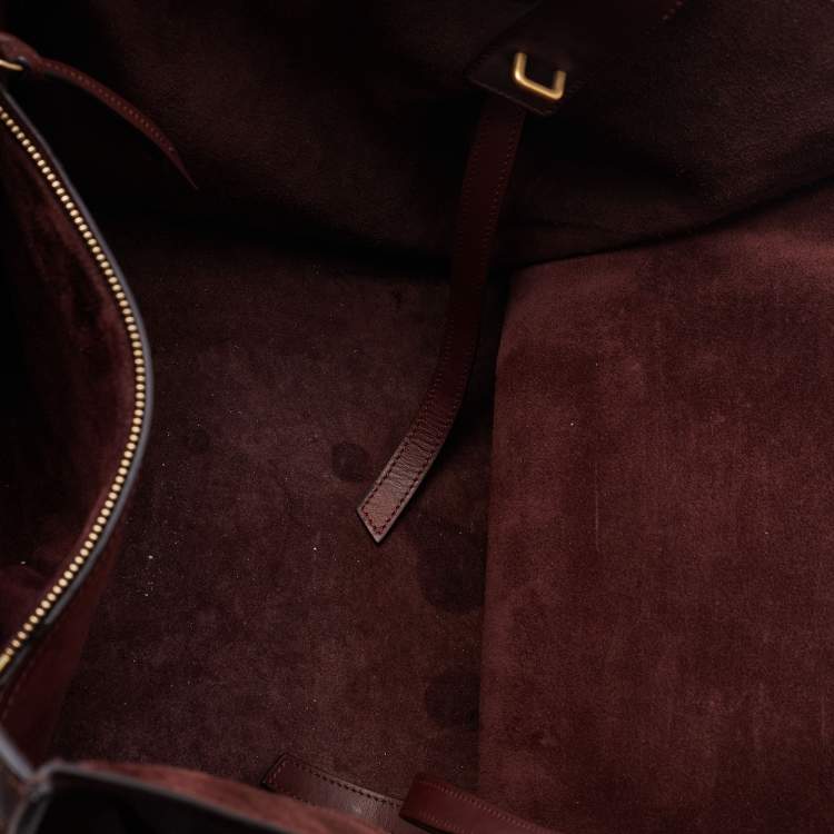 Pre Owned Celine Burgundy Leather Medium Phantom Luggage Tote
