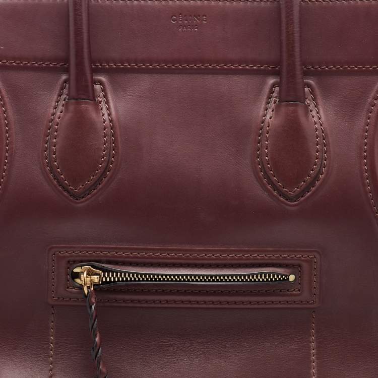 Pre Owned Celine Burgundy Leather Medium Phantom Luggage Tote