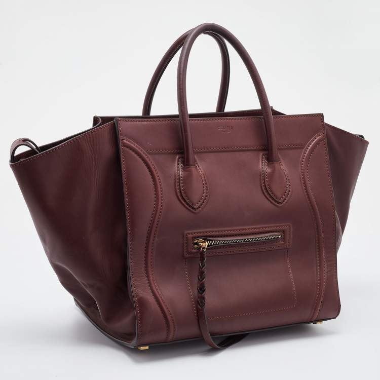 Pre Owned Celine Burgundy Leather Medium Phantom Luggage Tote