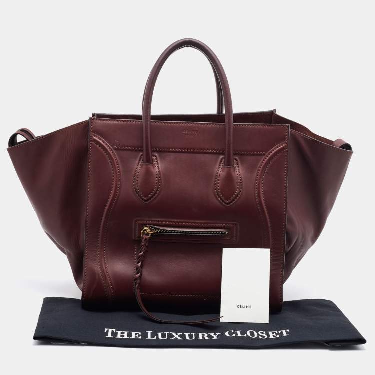 Pre Owned Celine Burgundy Leather Medium Phantom Luggage Tote