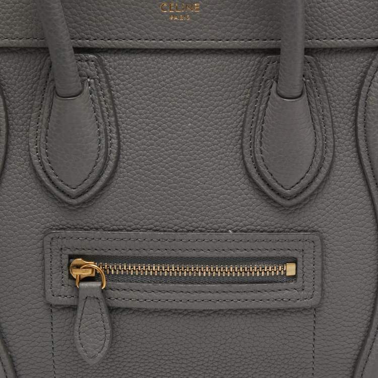 Pre Owned Celine Grey Leather Nano Luggage Tote