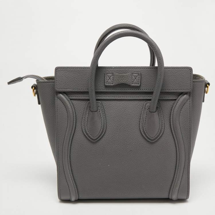 Pre Owned Celine Grey Leather Nano Luggage Tote