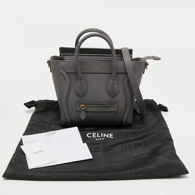 Pre Owned Celine Grey Leather Nano Luggage Tote