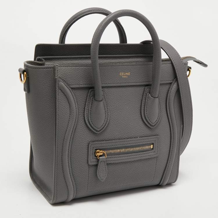 Pre Owned Celine Grey Leather Nano Luggage Tote