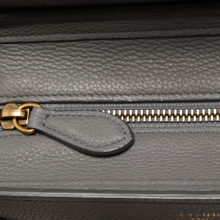 Pre Owned Celine Grey Leather Nano Luggage Tote