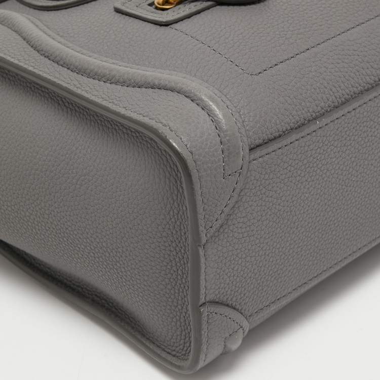 Pre Owned Celine Grey Leather Nano Luggage Tote