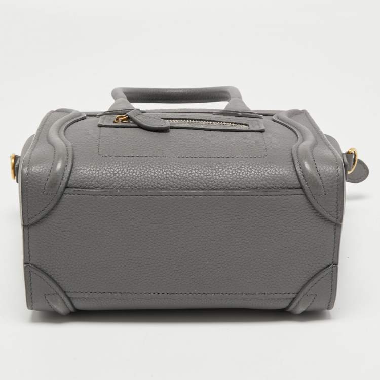 Pre Owned Celine Grey Leather Nano Luggage Tote