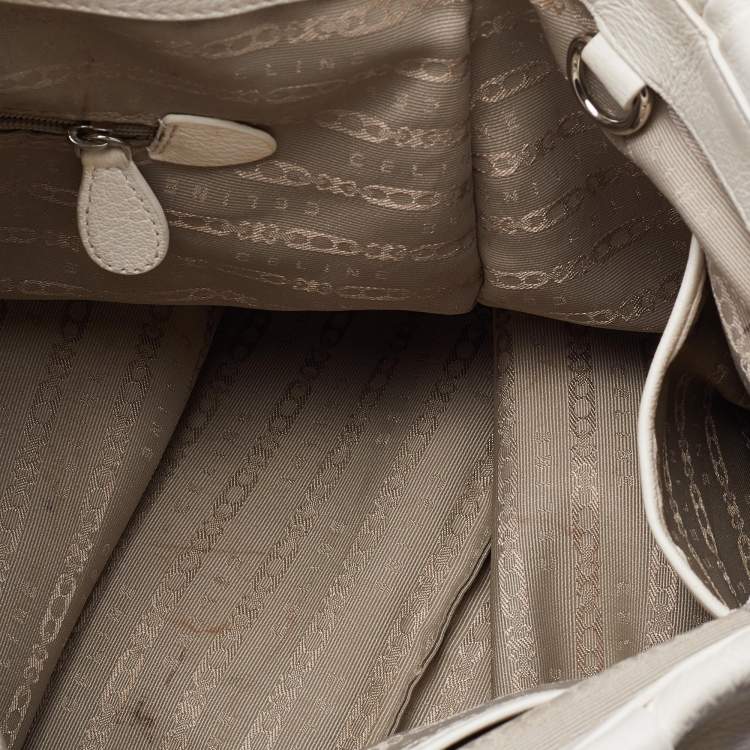 Pre Owned Celine White Leather Shoulder Bag