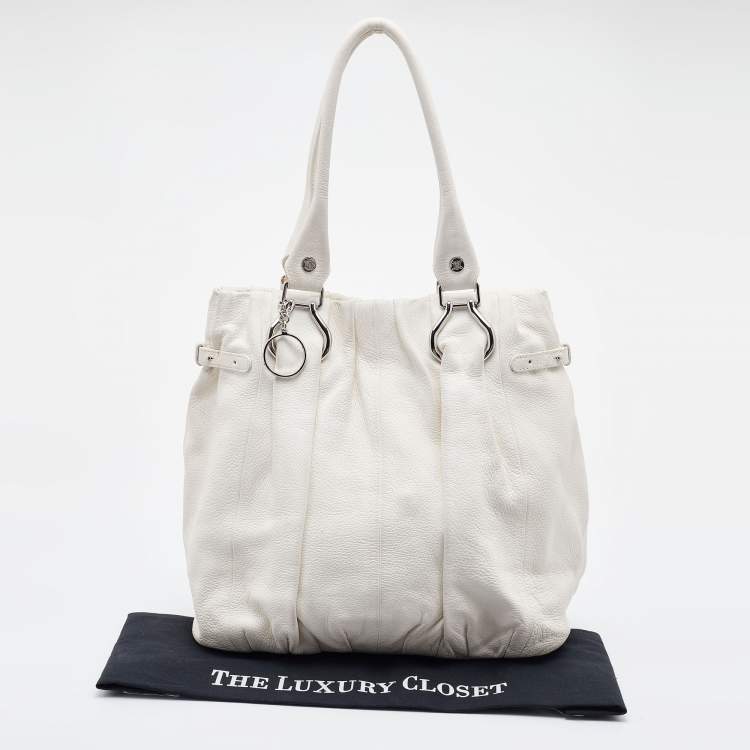 Pre Owned Celine White Leather Shoulder Bag