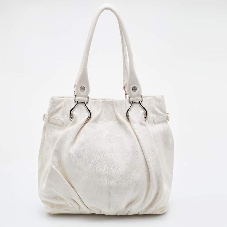 Pre Owned Celine White Leather Shoulder Bag