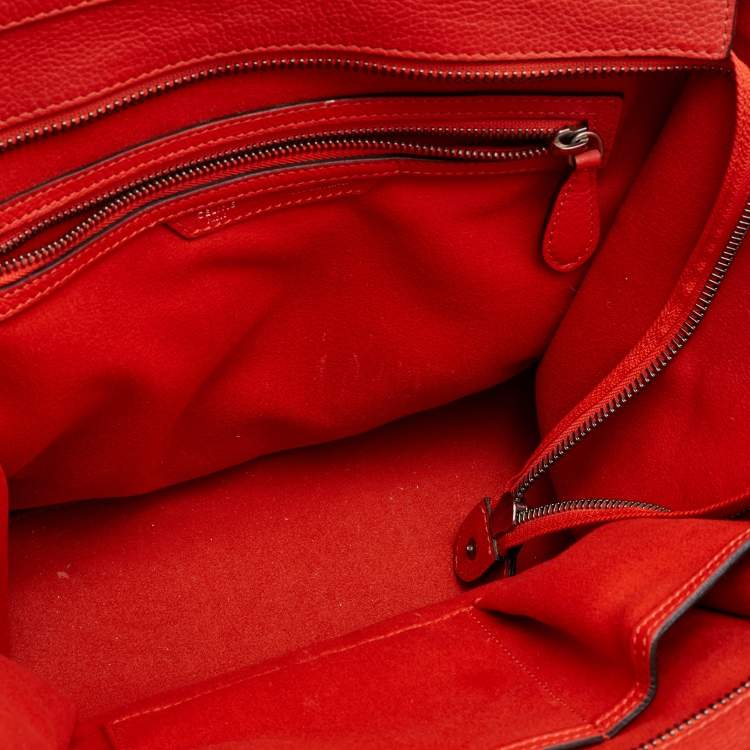 Pre Owned Celine Orange Leather Mini Luggage Tote