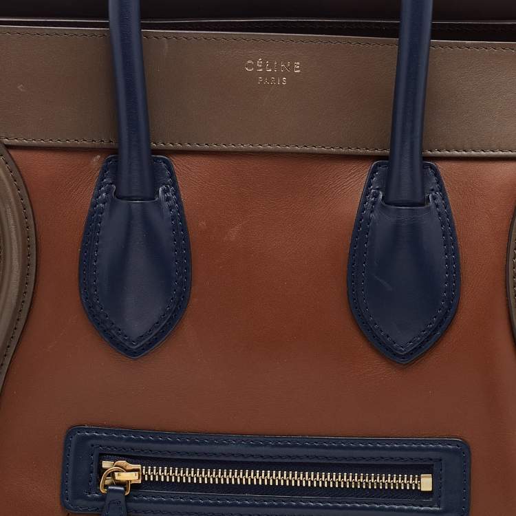Pre Owned Celine Tricolour Leather Mini Luggage Tote