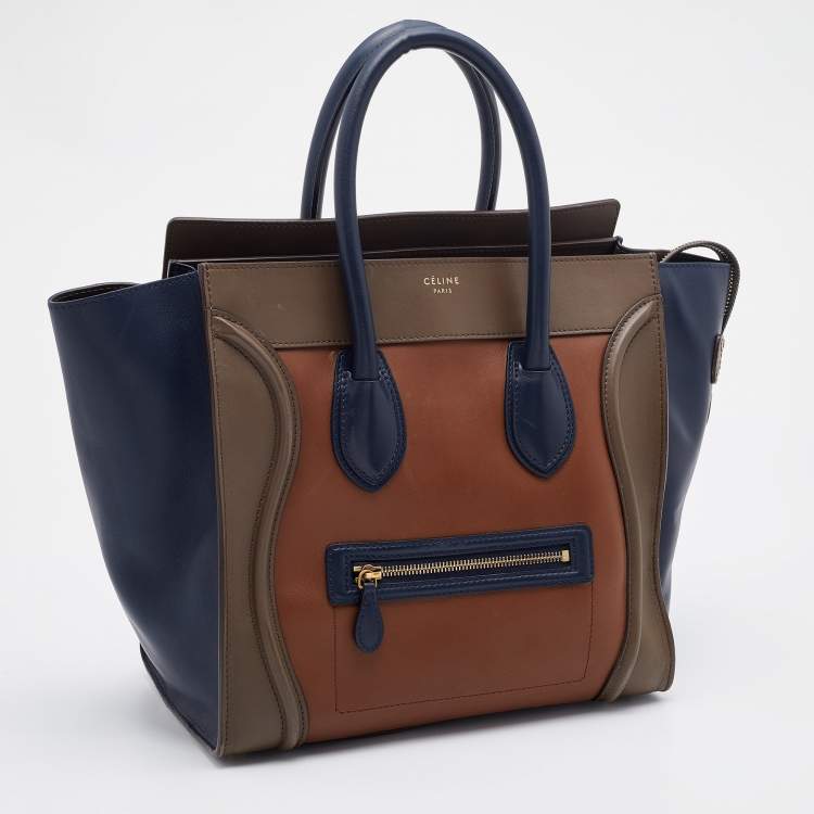 Pre Owned Celine Tricolour Leather Mini Luggage Tote
