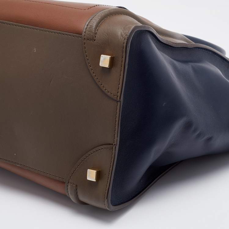 Pre Owned Celine Tricolour Leather Mini Luggage Tote