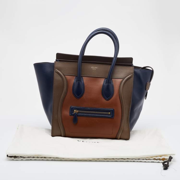 Pre Owned Celine Tricolour Leather Mini Luggage Tote