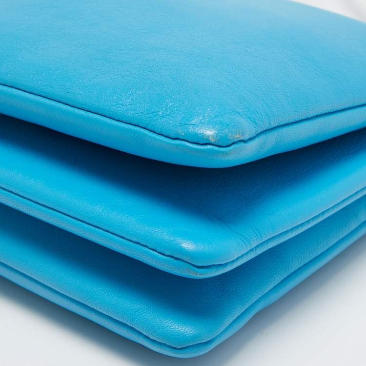 Pre Owned Celine Light Blue Leather Trio Crossbody Bag