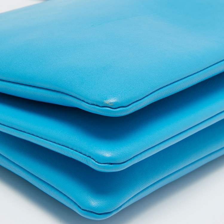 Pre Owned Celine Light Blue Leather Trio Crossbody Bag