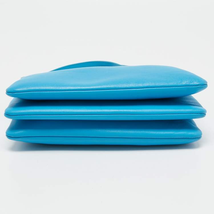 Pre Owned Celine Light Blue Leather Trio Crossbody Bag