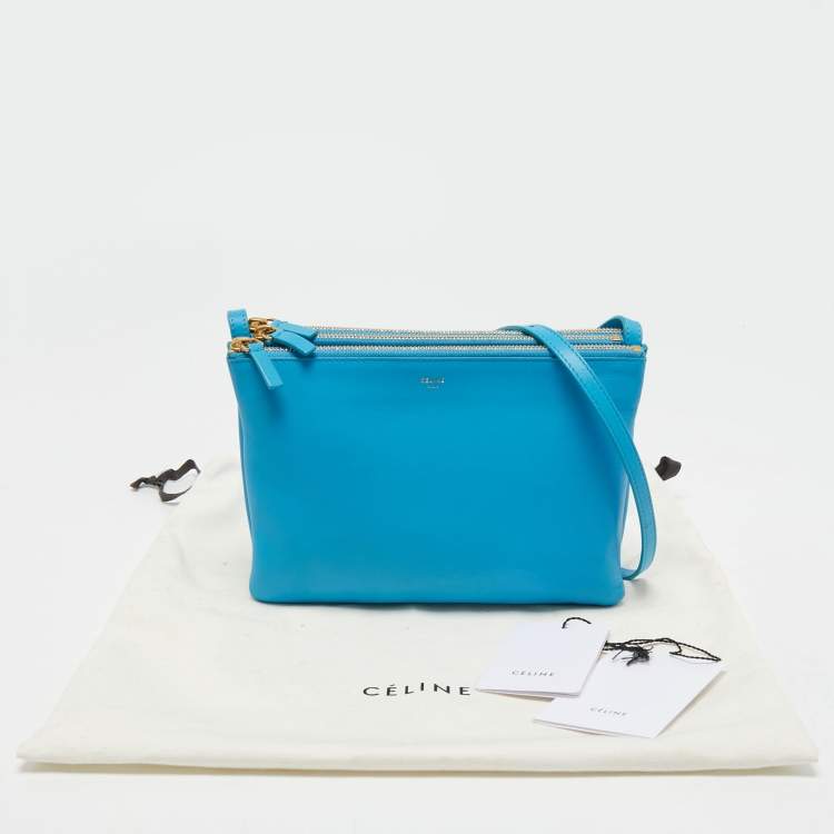 Pre Owned Celine Light Blue Leather Trio Crossbody Bag