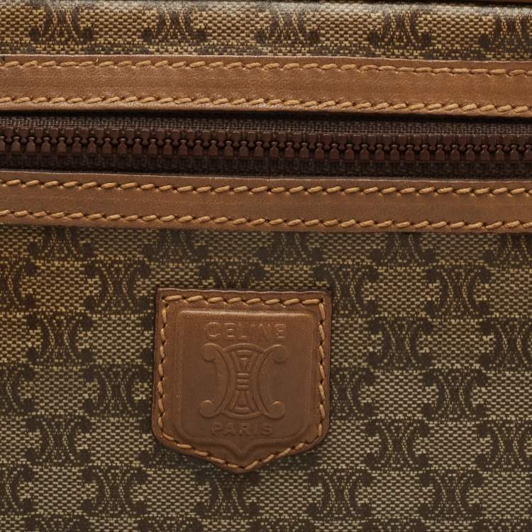 Pre Owned Celine Brown Macadam Coated Canvas and Leather Wristlet Pouch