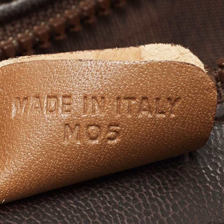 Pre Owned Celine Brown Macadam Coated Canvas and Leather Wristlet Pouch