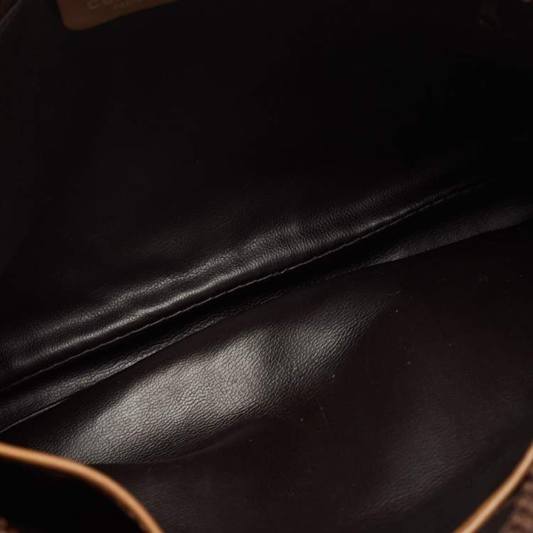 Pre Owned Celine Brown Macadam Coated Canvas and Leather Wristlet Pouch