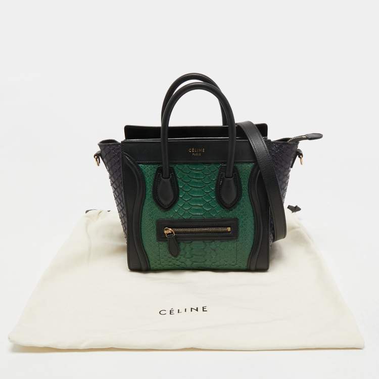 Pre Owned Céline Tri Color Leather and Python Nano Luggage Tote