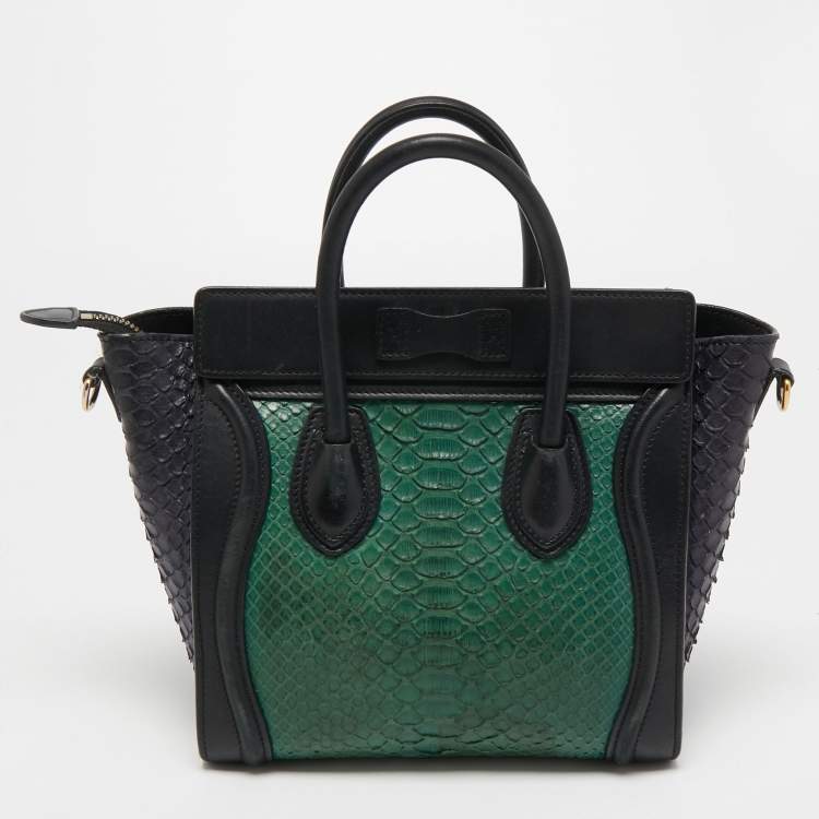 Pre Owned Céline Tri Color Leather and Python Nano Luggage Tote