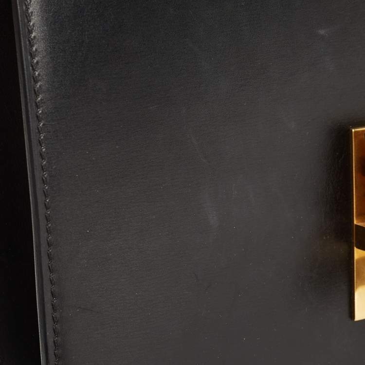 Pre Owned Celine Black/Yellow Lizard and Leather Medium Classic Box Bag