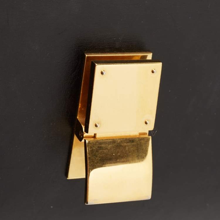 Pre Owned Celine Black/Yellow Lizard and Leather Medium Classic Box Bag