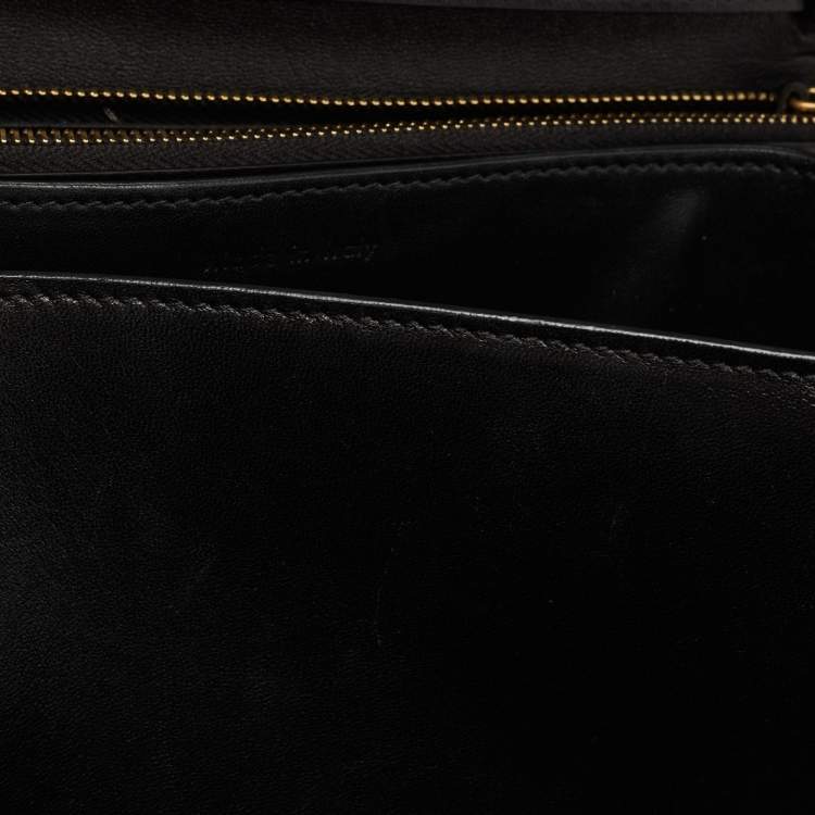 Pre Owned Celine Black/Yellow Lizard and Leather Medium Classic Box Bag