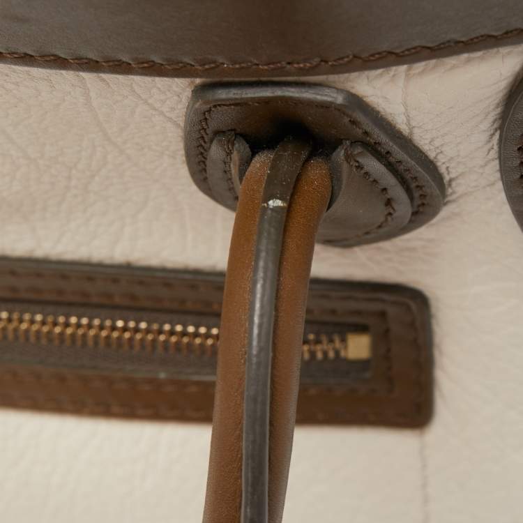 Pre Owned Céline Tricolor Leather and Suede Nano Luggage Tote