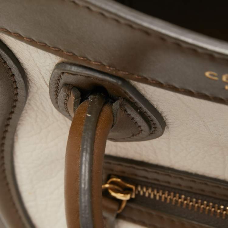 Pre Owned Céline Tricolor Leather and Suede Nano Luggage Tote