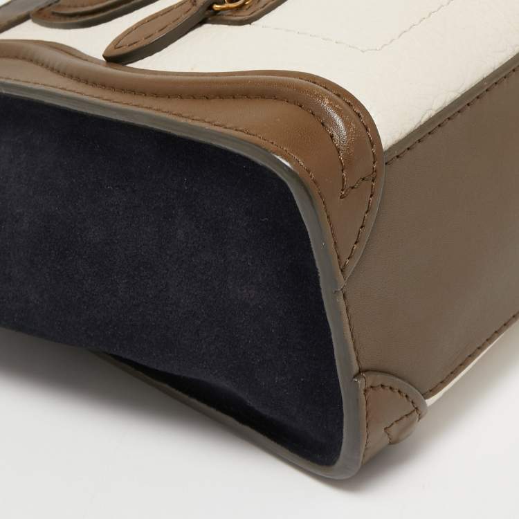 Pre Owned Céline Tricolor Leather and Suede Nano Luggage Tote