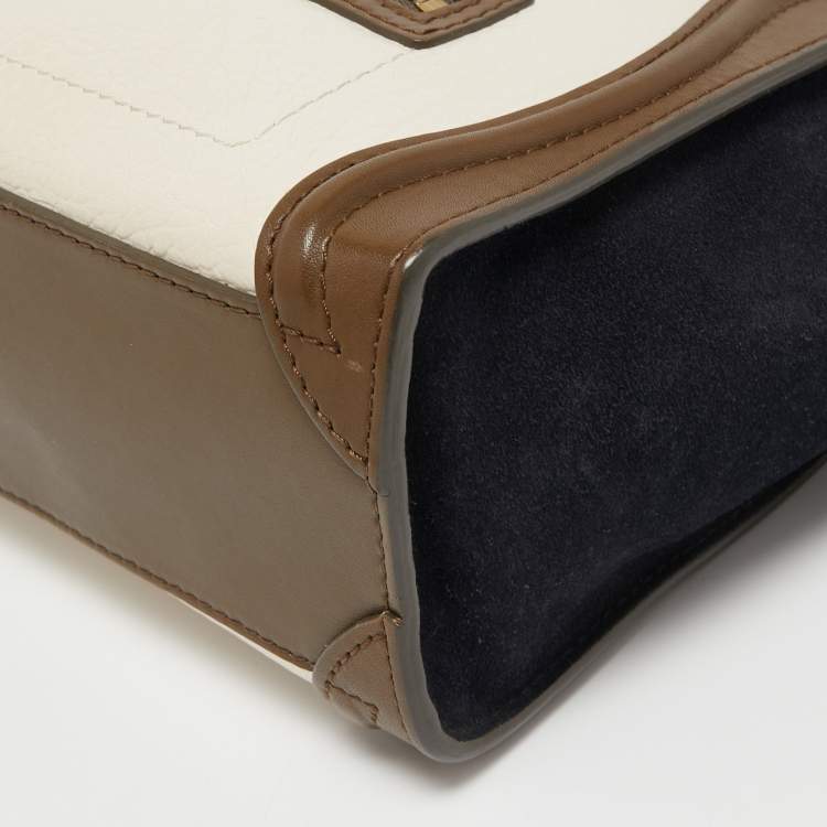 Pre Owned Céline Tricolor Leather and Suede Nano Luggage Tote