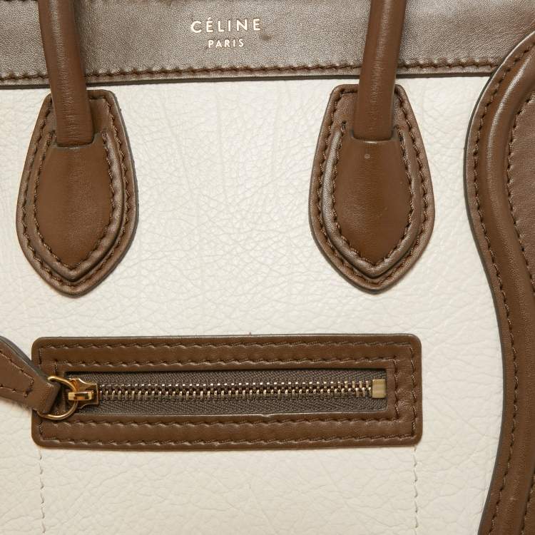 Pre Owned Céline Tricolor Leather and Suede Nano Luggage Tote