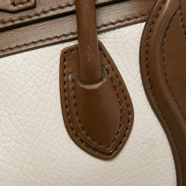 Pre Owned Céline Tricolor Leather and Suede Nano Luggage Tote