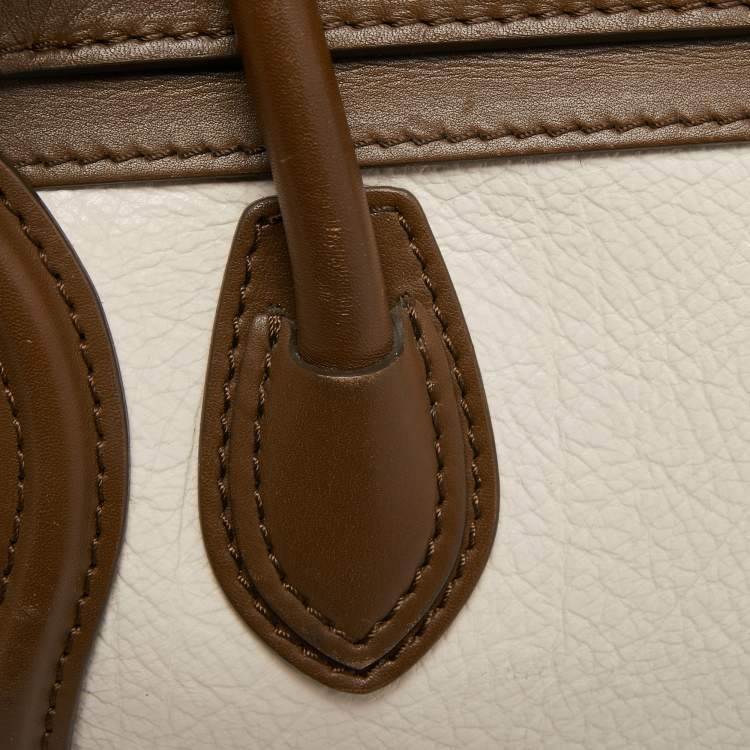 Pre Owned Céline Tricolor Leather and Suede Nano Luggage Tote
