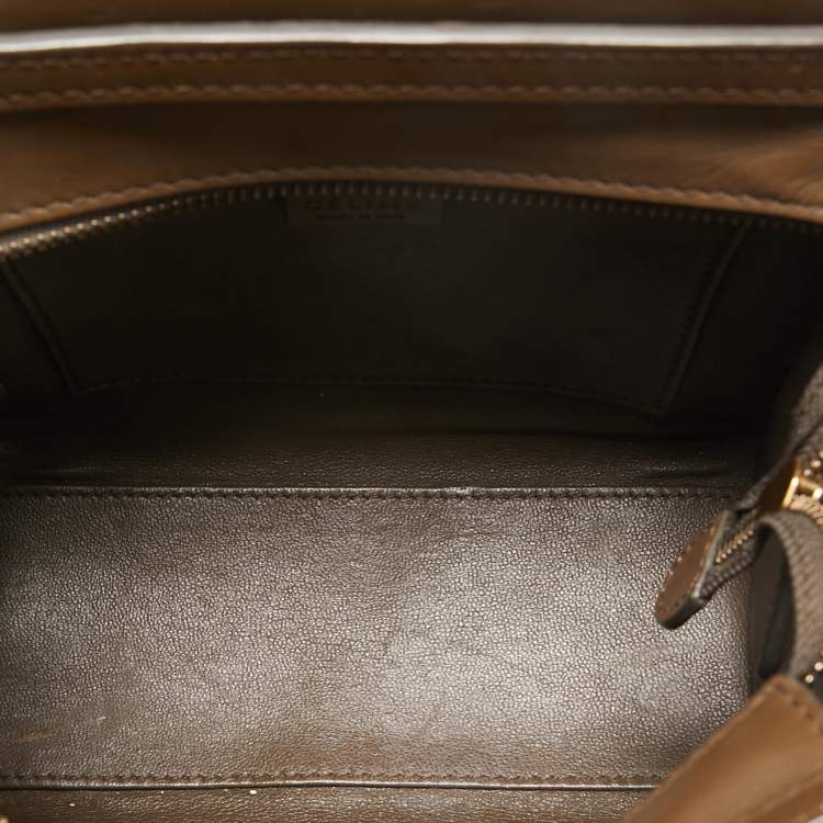 Pre Owned Céline Tricolor Leather and Suede Nano Luggage Tote
