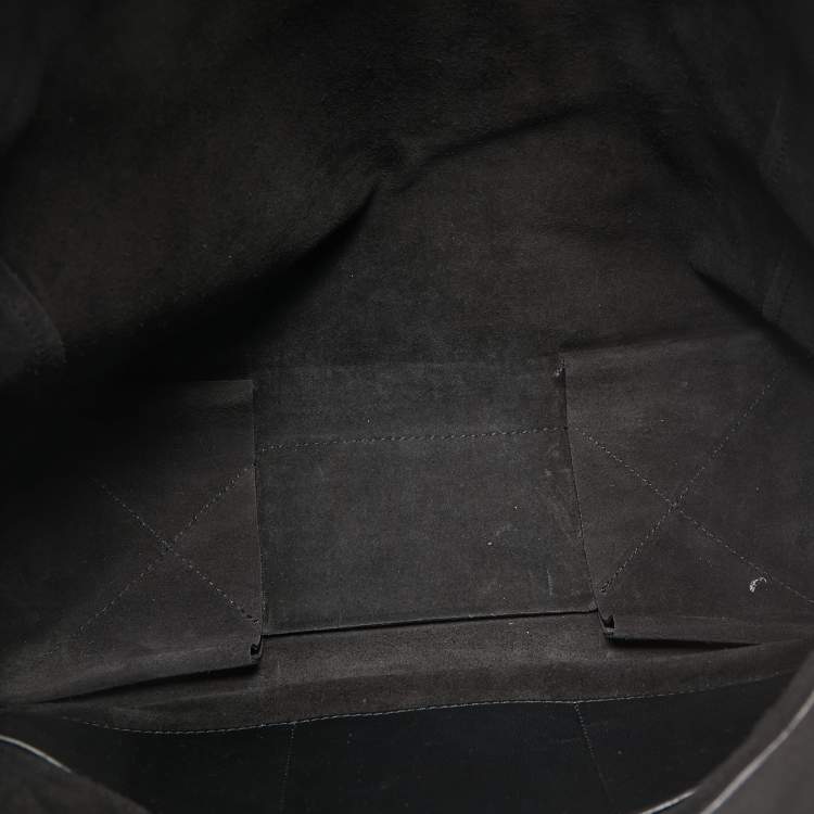 Pre Owned Celine Black Leather Cabas Fold Over Clutch 