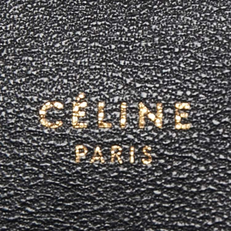 Pre Owned Celine Black Leather Cabas Fold Over Clutch 