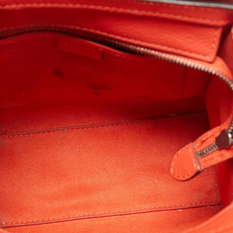 Pre Owned Céline Orange Grained Leather Nano Luggage Tote