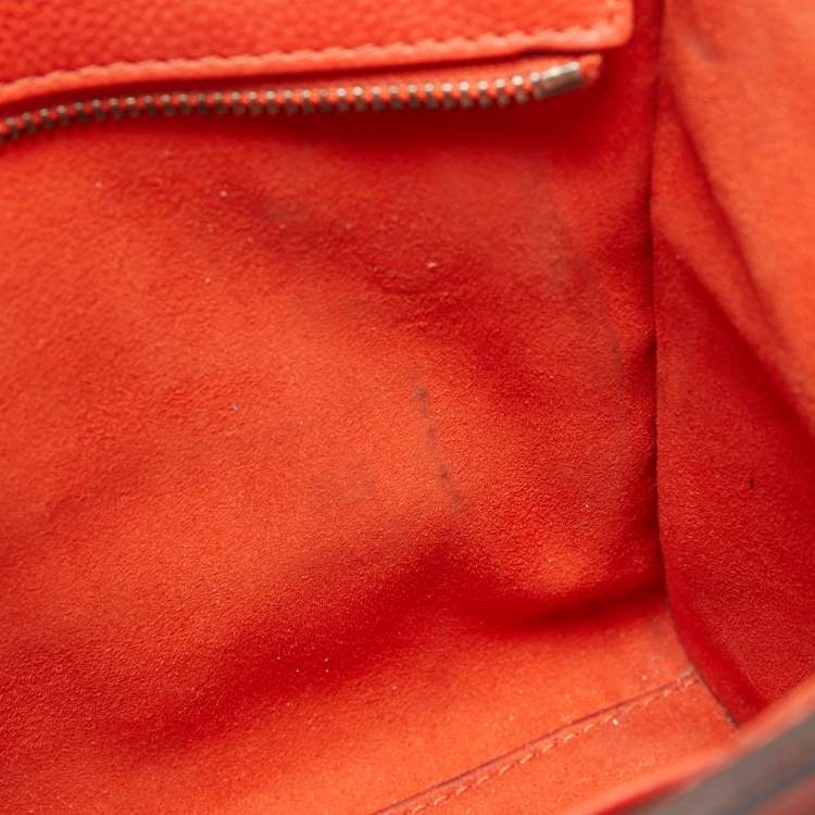 Pre Owned Céline Orange Grained Leather Nano Luggage Tote