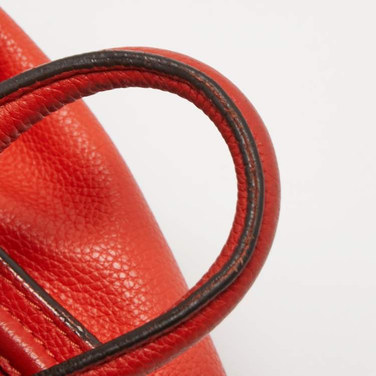 Pre Owned Céline Orange Grained Leather Nano Luggage Tote