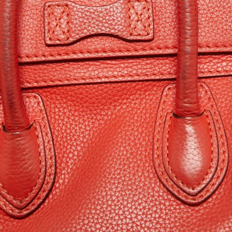 Pre Owned Céline Orange Grained Leather Nano Luggage Tote