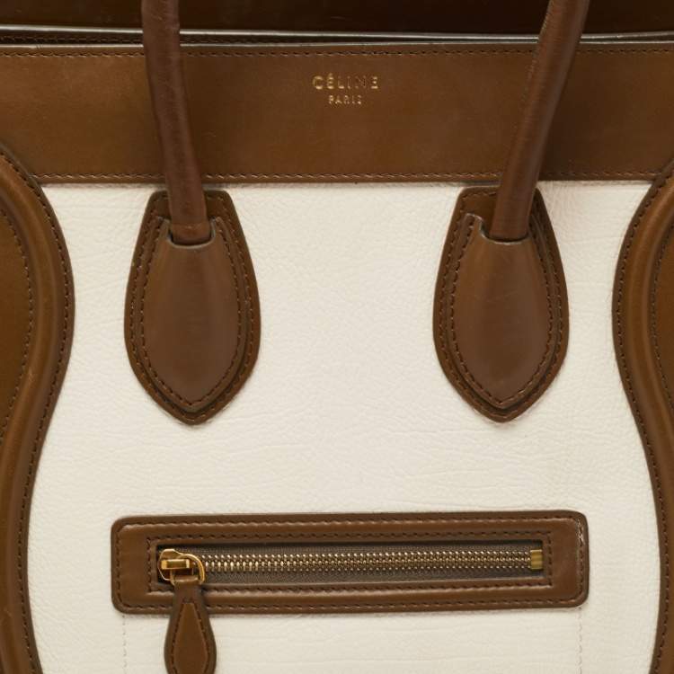 Pre Owned Celine Tricolor Leather and Suede Mini Luggage Tote 