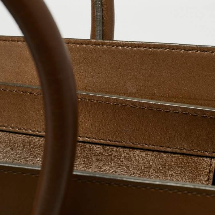 Pre Owned Celine Tricolor Leather and Suede Mini Luggage Tote 