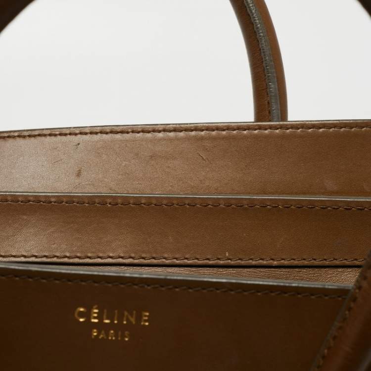 Pre Owned Celine Tricolor Leather and Suede Mini Luggage Tote 