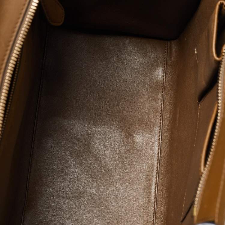 Pre Owned Celine Tricolor Leather and Suede Mini Luggage Tote 
